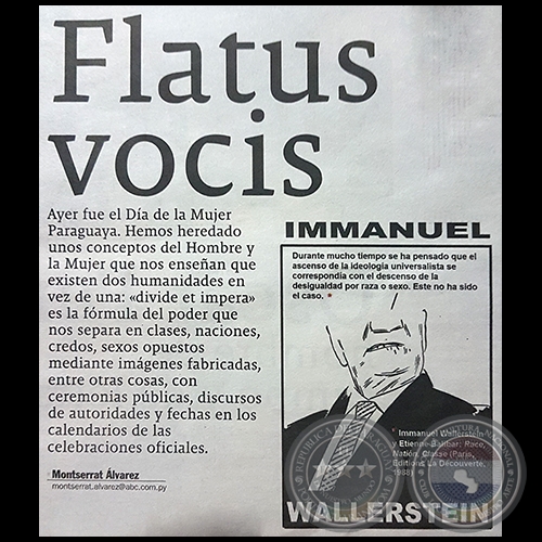 FLATUS VOCIS - Por MONTSERRAT ÁLVAREZ - Domingo, 25 de Febrero de 2018